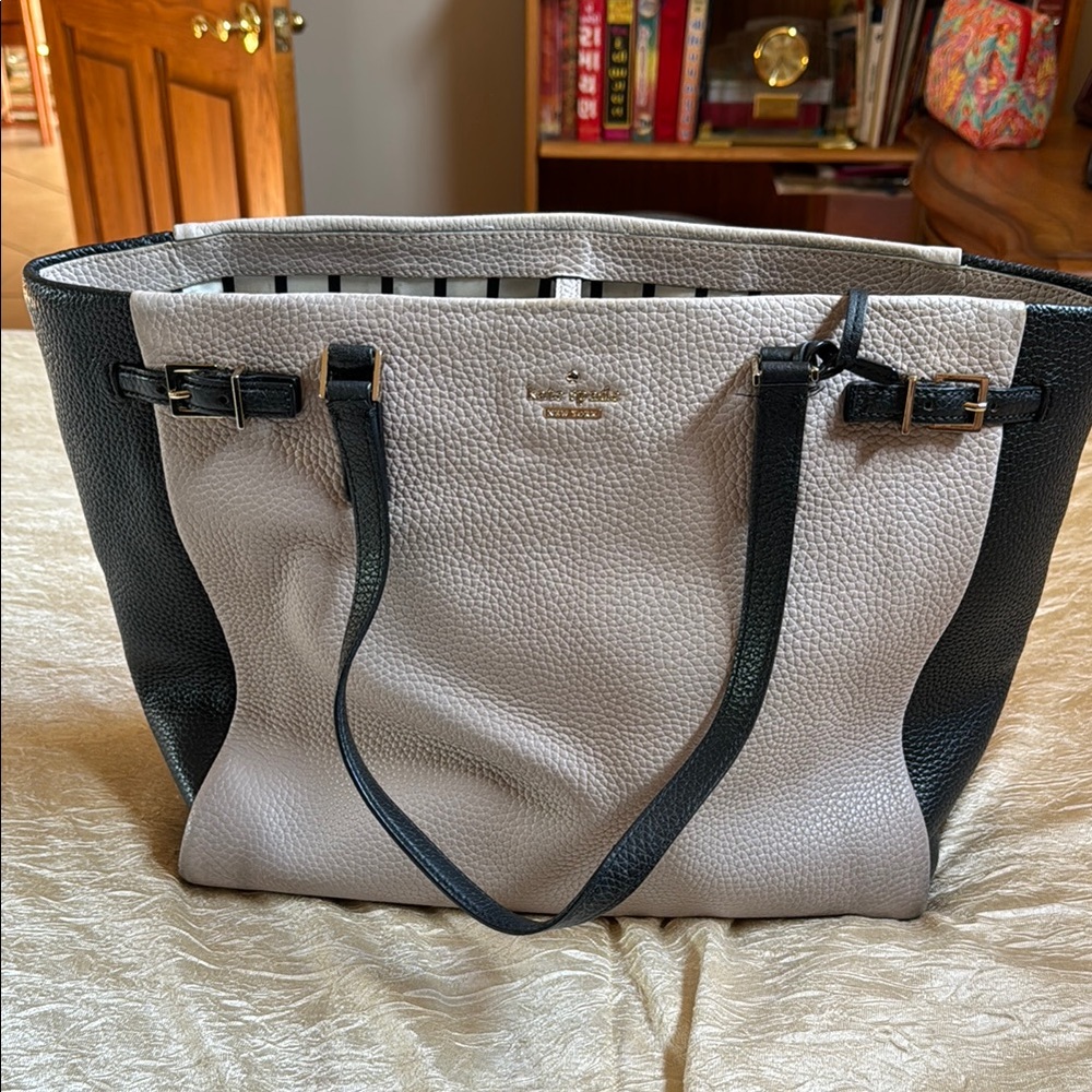 Kate Spade Black and Gray Leather Work Bag - laptop bag
